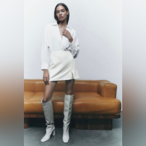 Zara Heeled boots leather off white - Picture 2 of 6